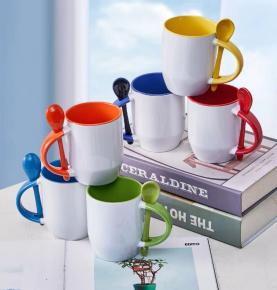 11OZ Inner Color Ceramic Mug With Spoon