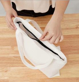 Cotton and linen shopping bag with Zipper